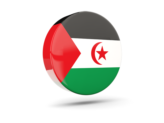 Glossy round icon 3d. Download flag icon of Western Sahara at PNG format