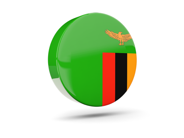 Глянцевая круглая 3D иконка. Скачать флаг. Замбия