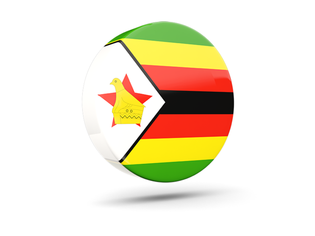 Глянцевая круглая 3D иконка. Скачать флаг. Зимбабве