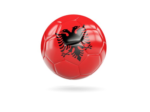 Glossy soccer ball. Download flag icon of Albania at PNG format