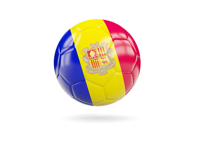 Glossy soccer ball. Download flag icon of Andorra at PNG format