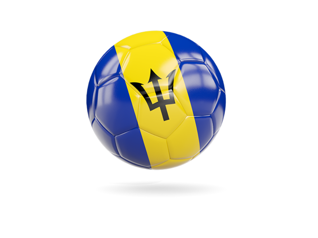 Glossy soccer ball. Download flag icon of Barbados at PNG format