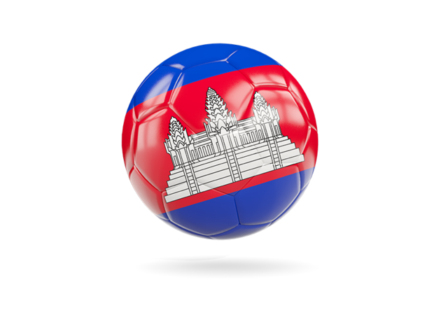 Glossy soccer ball. Download flag icon of Cambodia at PNG format