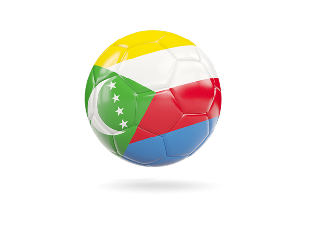 Glossy soccer ball. Download flag icon of Comoros at PNG format
