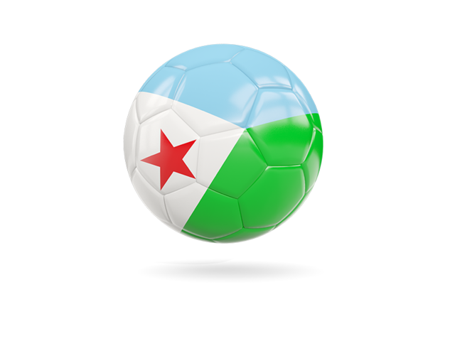 Glossy soccer ball. Download flag icon of Djibouti at PNG format