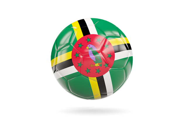Glossy soccer ball. Download flag icon of Dominica at PNG format