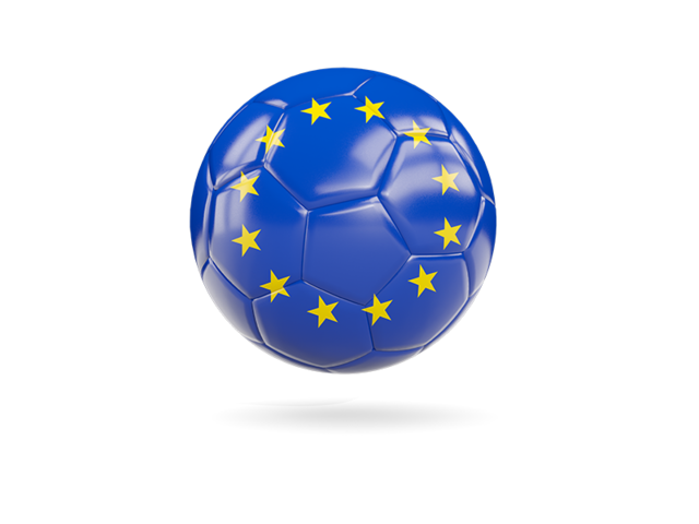 Glossy soccer ball. Download flag icon of European Union at PNG format