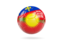 Guadeloupe. Glossy soccer ball. Download icon.