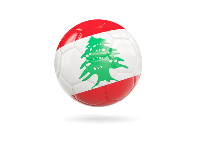 Glossy soccer ball. Download flag icon of Lebanon at PNG format