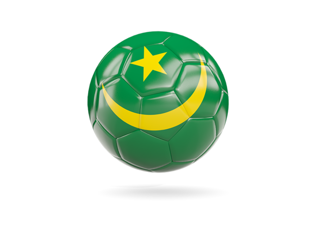 Glossy soccer ball. Download flag icon of Mauritania at PNG format