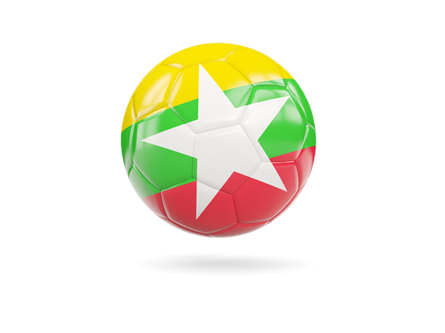 Glossy soccer ball. Download flag icon of Myanmar at PNG format