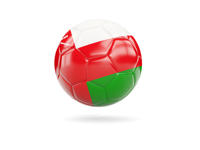 Glossy soccer ball. Download flag icon of Oman at PNG format