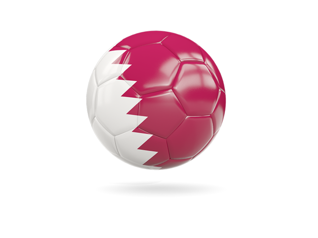 Glossy soccer ball. Download flag icon of Qatar at PNG format