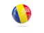 Romania. Glossy soccer ball. Download icon.