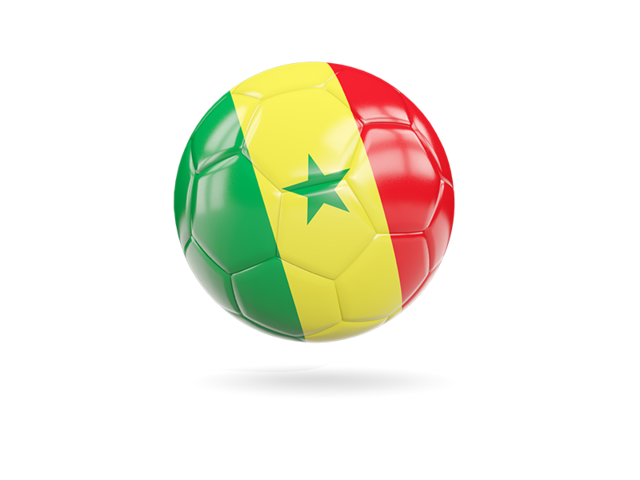 Glossy soccer ball. Download flag icon of Senegal at PNG format