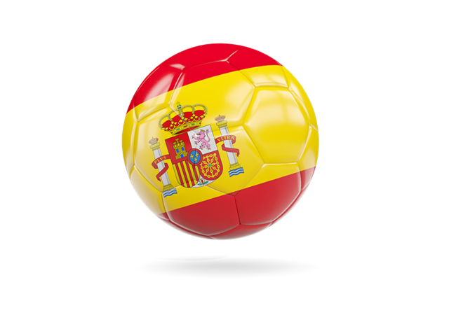 Glossy soccer ball. Download flag icon of Spain at PNG format
