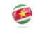 Suriname. Glossy soccer ball. Download icon.