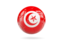 Tunisia. Glossy soccer ball. Download icon.