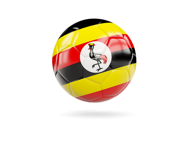 Glossy soccer ball. Download flag icon of Uganda at PNG format