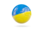 Ukraine. Glossy soccer ball. Download icon.