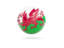 Wales. Glossy soccer ball. Download icon.