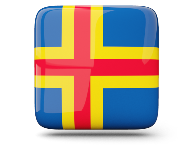 Glossy square icon. Download flag icon of Aland Islands at PNG format