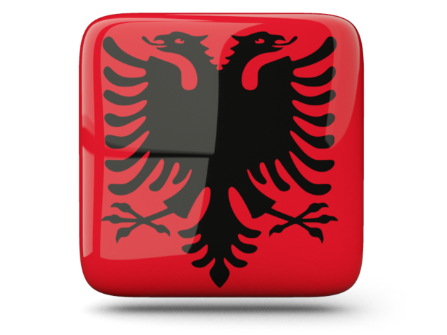 Glossy square icon. Download flag icon of Albania at PNG format