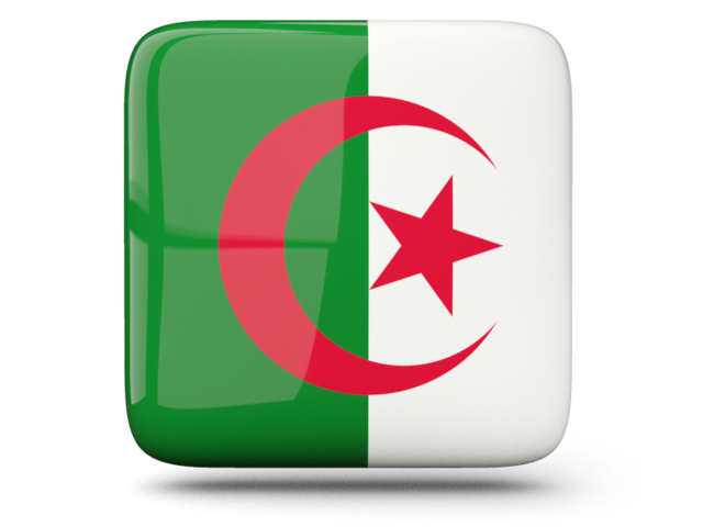 Glossy square icon. Download flag icon of Algeria at PNG format