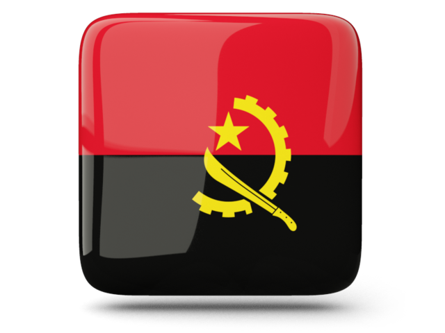 Glossy square icon. Download flag icon of Angola at PNG format