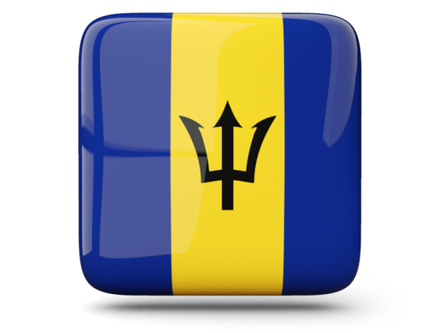 Glossy square icon. Download flag icon of Barbados at PNG format