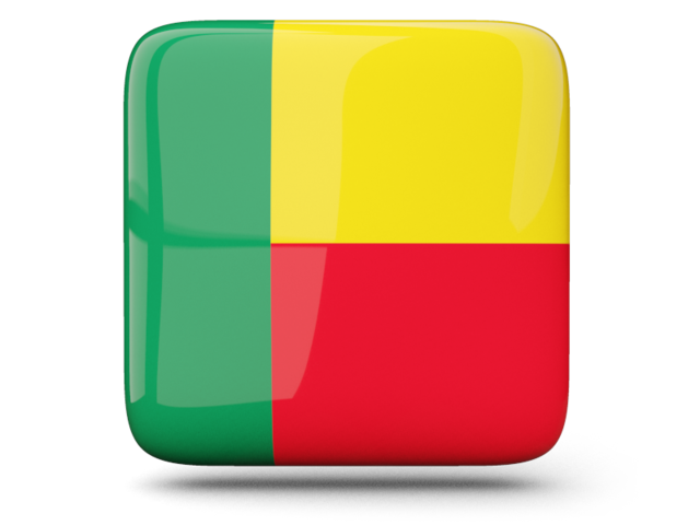 Glossy square icon. Download flag icon of Benin at PNG format