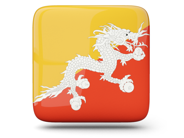 Glossy square icon. Download flag icon of Bhutan at PNG format