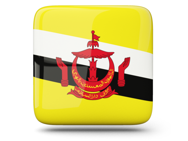 Glossy square icon. Download flag icon of Brunei at PNG format