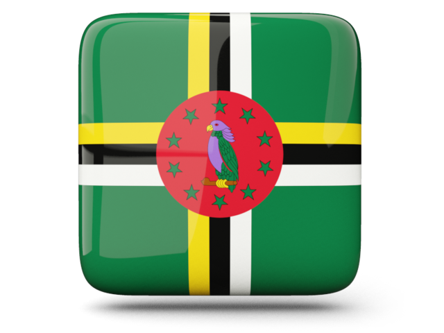 Glossy square icon. Download flag icon of Dominica at PNG format