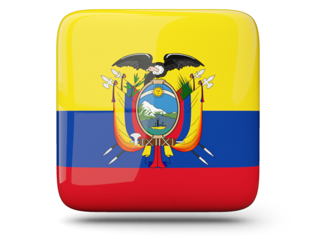 Глянцевая квадратная иконка. Скачать флаг. Эквадор