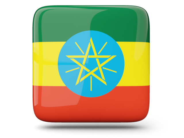 Glossy square icon. Download flag icon of Ethiopia at PNG format