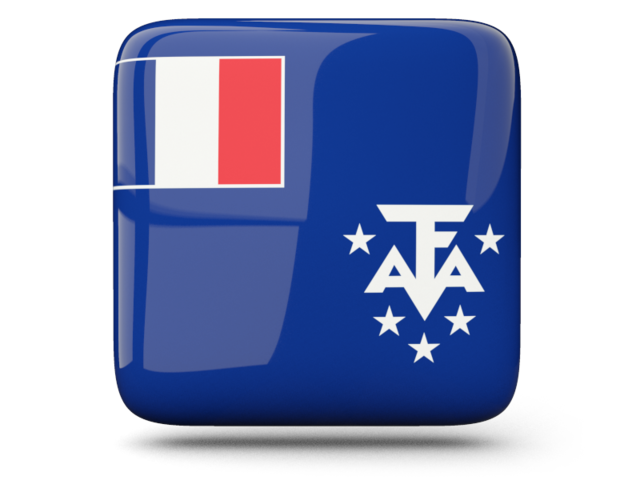 Глянцевая квадратная иконка. Скачать флаг. Французские Южные и Антарктические территории