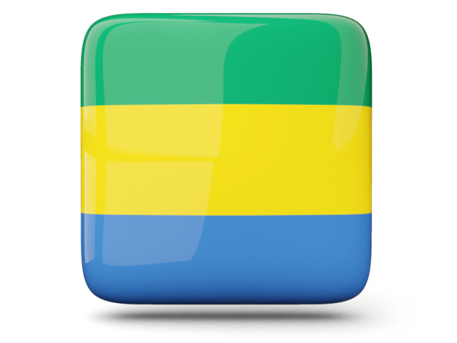 Glossy square icon. Download flag icon of Gabon at PNG format