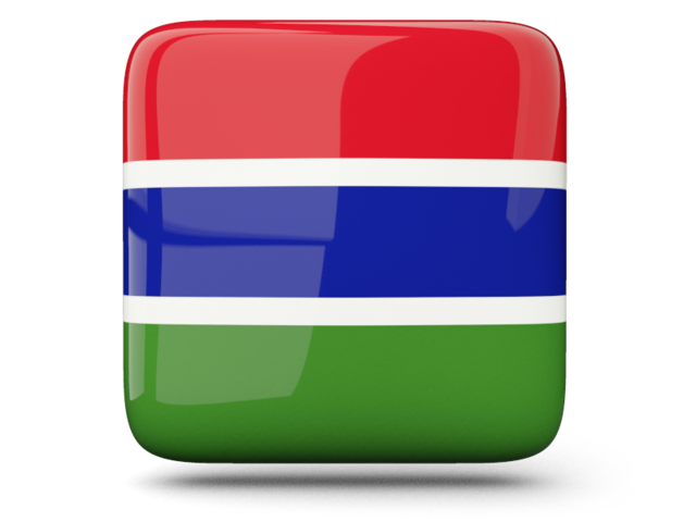 Glossy square icon. Download flag icon of Gambia at PNG format