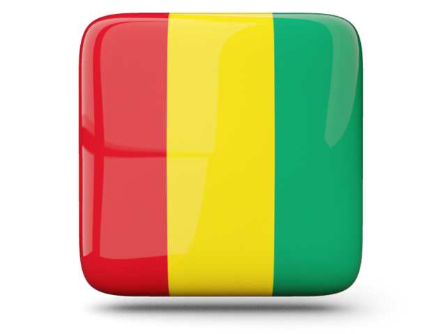 Глянцевая квадратная иконка. Скачать флаг. Гвинея