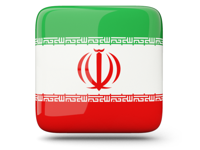 Glossy square icon. Download flag icon of Iran at PNG format