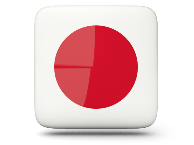 Glossy square icon. Download flag icon of Japan at PNG format