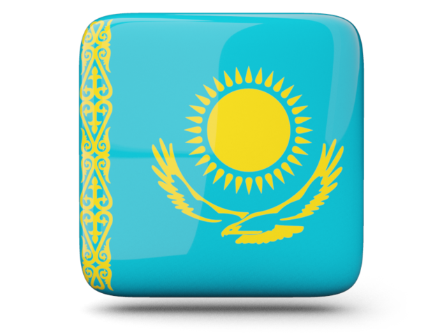 Glossy square icon. Download flag icon of Kazakhstan at PNG format