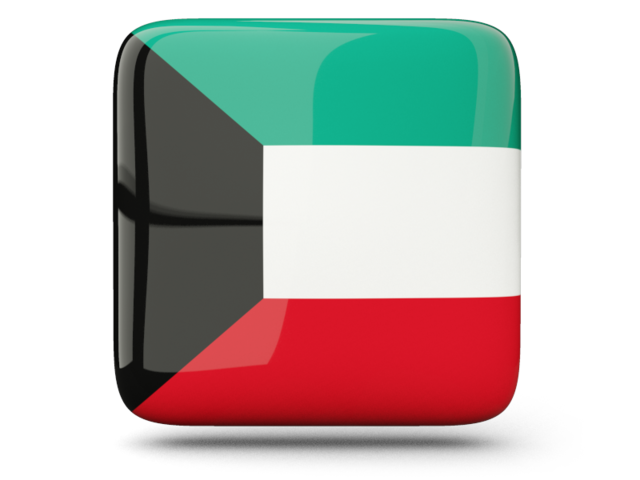 Glossy square icon. Download flag icon of Kuwait at PNG format