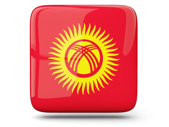 Glossy square icon. Download flag icon of Kyrgyzstan at PNG format