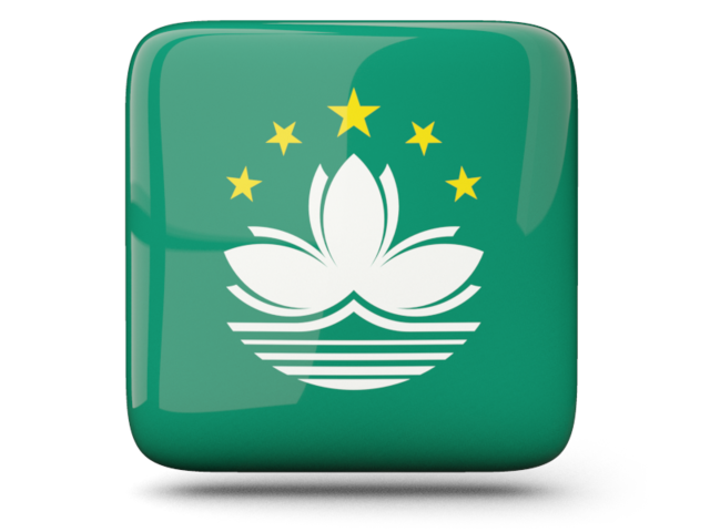 Glossy square icon. Download flag icon of Macao at PNG format