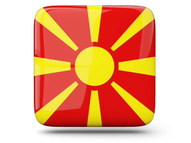 Glossy square icon. Download flag icon of Macedonia at PNG format