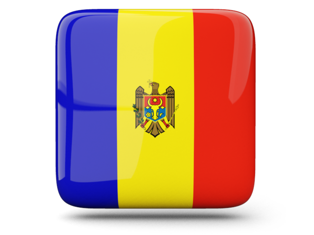 Glossy square icon. Download flag icon of Moldova at PNG format