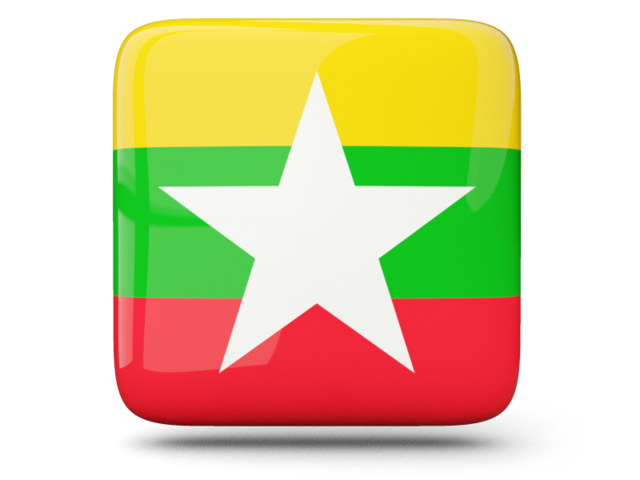 Glossy square icon. Download flag icon of Myanmar at PNG format