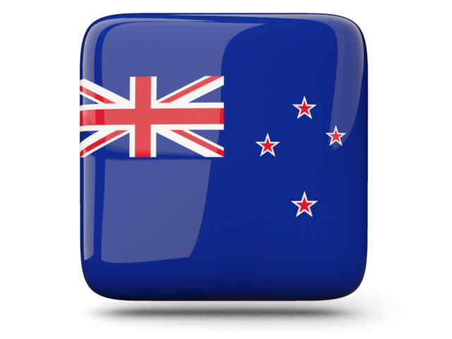 Glossy square icon. Download flag icon of New Zealand at PNG format